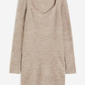 H&M Long Sleeve Knit Dress - Beige